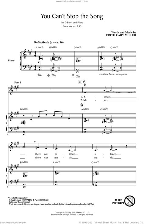 You Can't Stop The Song sheet music for choir (2-Part) (PDF)