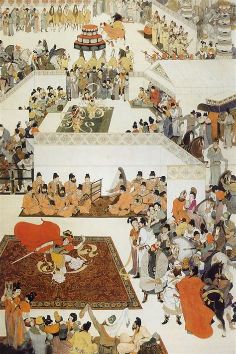 an old painting with many people on it