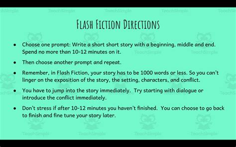 Flash Fiction: 24 Creative Writing Prompts for Students by Teach Simple