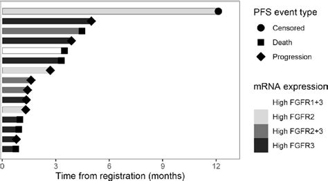 Swimmer plot for PFS (version 2: black-white). | Download Scientific Diagram