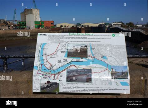 Environment agency signboard showing details about the Boston Flood ...