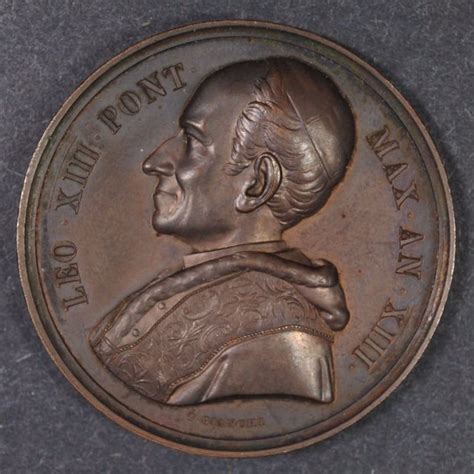 BRONZE PAPAL MEDAL POPE LEO XIII ANNO XIII