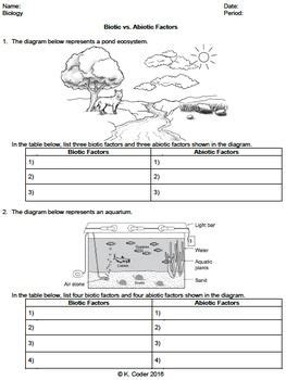 Biotic And Abiotic Factors Worksheet