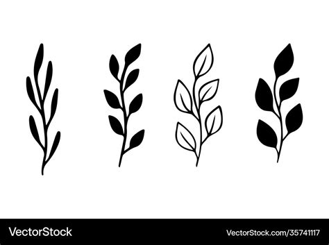 Plant leaves silhouettes black silhouette leaves Vector Image