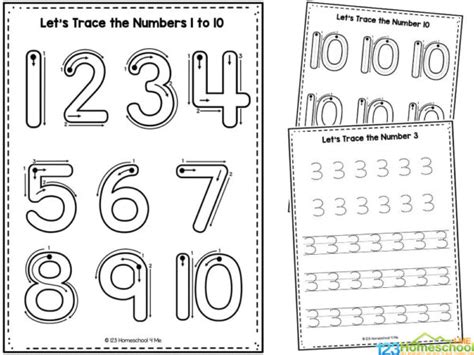 FREE Printable Tracing and Writing Numbers 1 to 10 Worksheets | Home Schooling Blogs