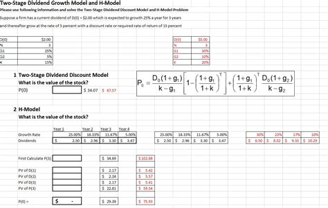 Solved Two-Stage Dividend Growth Model and H-Model Please | Chegg.com