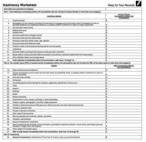 Form 982 Insolvency Worksheet — db-excel.com