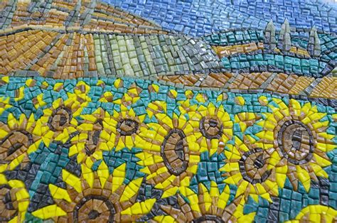 Sunflower Field Van Gogh Reproduction - Glass Mosaic Art