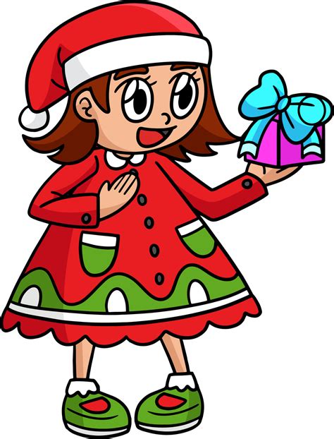 Christmas Girl Cartoon Colored Clipart 11416886 Vector Art at Vecteezy