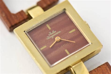 Jules Jurgensen Gold Plate Wood Wristwatch For Sale at 1stdibs