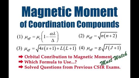 Magnetic Moment of Coordination Compounds | Orbital Contribution | Spin ...