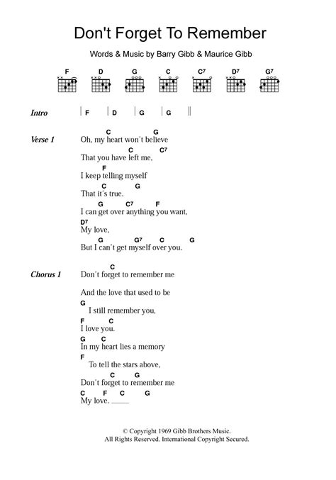 Don't Forget To Remember by Bee Gees - Guitar Chords/Lyrics - Guitar Instructor