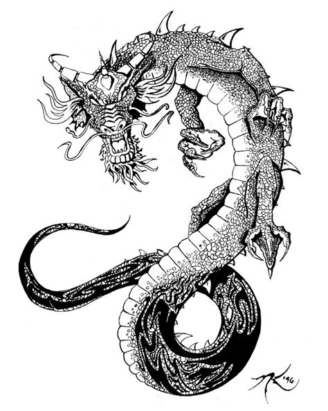 Black-and-white chinese dragon tattoo design - Tattooimages.biz