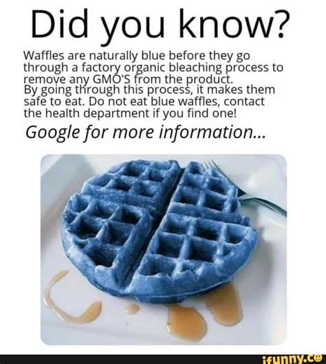 Blue Waffle, Health Department, Do Not Eat, Gmo, Percy Jackson, Did You Know, Waffles, Bleach ...