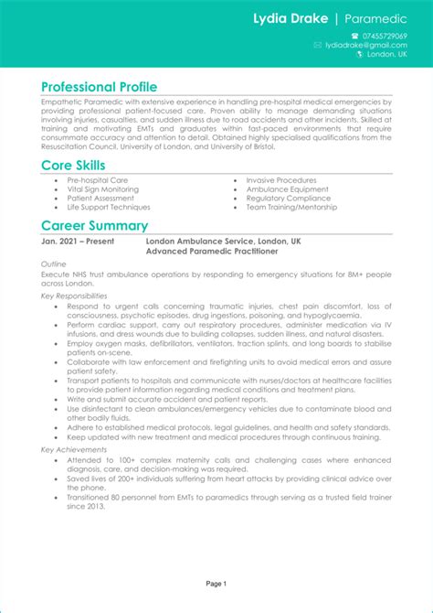 Paramedic Resume Examples