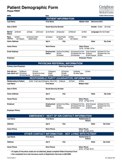 Patient Demographic Form - Fill Online, Printable, Fillable, Blank | pdfFiller