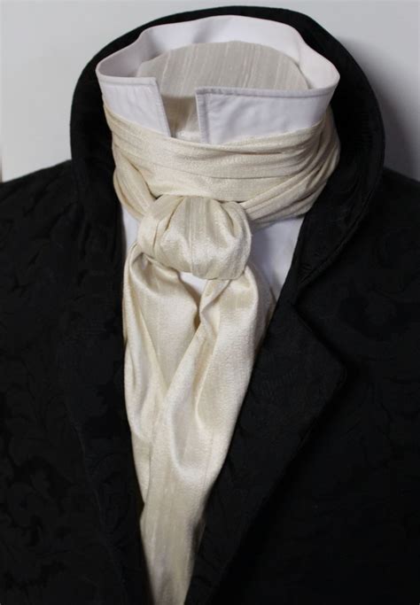 Extra Long - REGENCY Victorian Style Ascot Tie Cravat Cream Dupioni ...