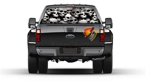 Skulls Pile of Skulls Rear Window Graphic Perforated Decal Vinyl Picku ...