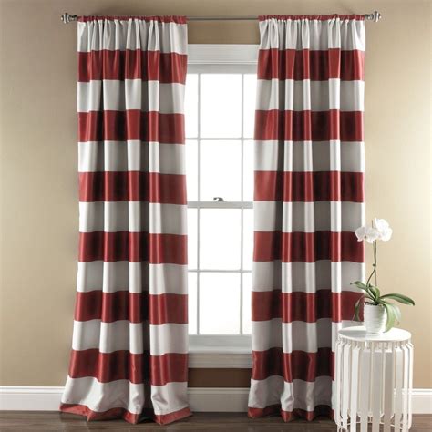 Set 2 Red White Striped Window Curtains Panels Drapes 84 inch L Room Darkening – The Clearance ...