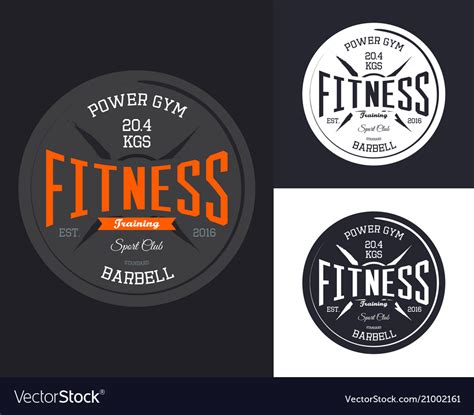 Fitness or gym sign with barbell Royalty Free Vector Image