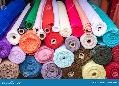 Colorful Fabric Rolls Piled at the Store Stock Image - Image of colorful, craft: 163670193