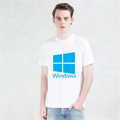 printed Windows Google T shirts Personality Microsoft t shirt Funny ...