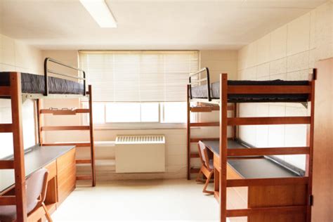University College Dorm Room With Bunkbeds Empty Unoccupied Student Bedroom Stock Photo ...