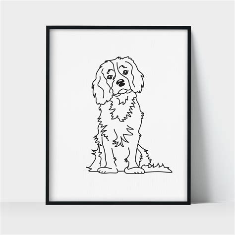 Cavalier King Charles Spaniel Dog Wall Art Print Minimalist - Etsy