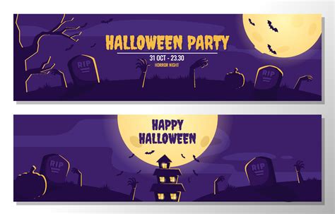 set of halloween party banner in flat style design 10819595 Vector Art at Vecteezy