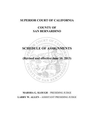 Schedule of Assignments - San Bernardino Superior Court