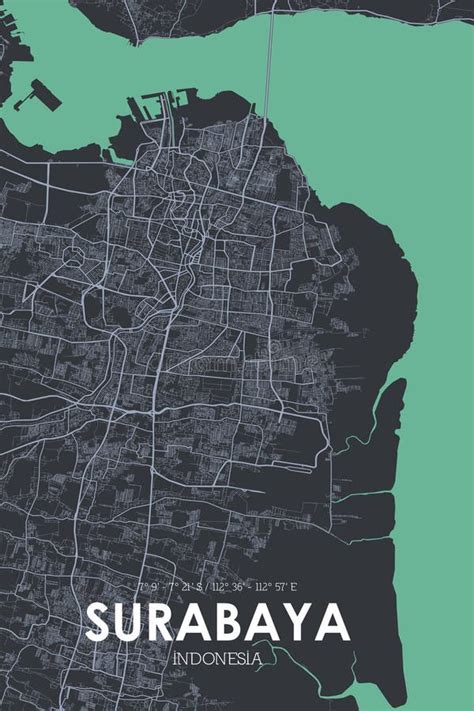 Minimalist Surabaya City Map Poster Vector Stock Illustration ...