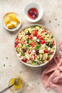 Greek Orzo Pasta Salad with Lemon Vinaigrette - Crumb Top Baking