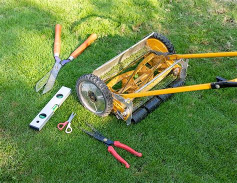 Lawn Mowing Equipment and Work Tools Stock Image - Image of nature, landscaping: 258849337