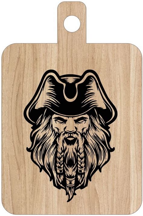 Captain Pirates Laser Engraving Design on Cutting Board CDR File | Vectors File