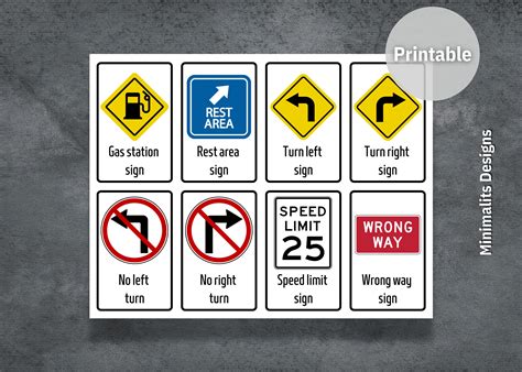 Road Signs Flashcards, Preschool Flashcards, Printable Montessori Cards, Traffic Signs Flash ...