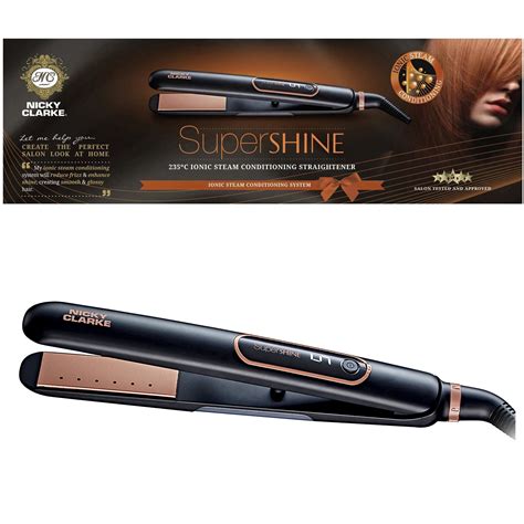 Nicky Clarke Super Shine Hair Straightener Ionic Steam Conditioning ...