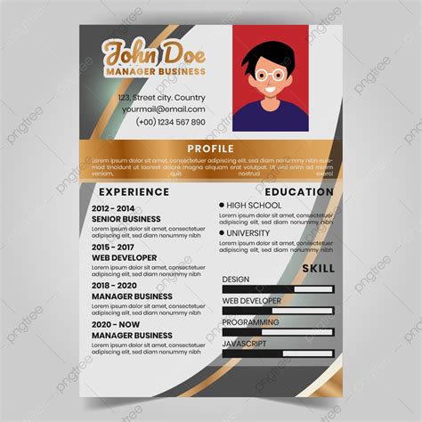 Resume Paper With Gradient Color And Golden Background Template ...