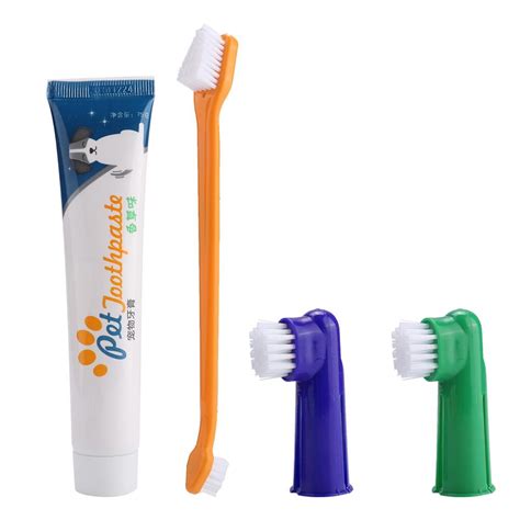 FAGINEY Dog Toothbrush, Cat Toothbrush,4Pcs Pet Dog Cat Toothbrush Toothpaste Set Dental Care ...