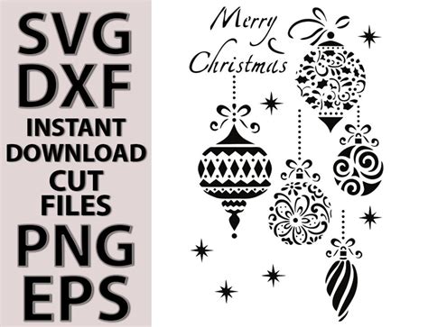 Merry Christmas Stencil Digital Template SVG DXF Eps Png Files for Silhouette Cricut Laser Cnc ...