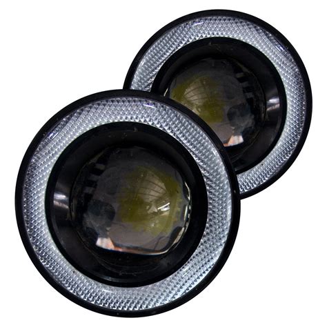 Race Sport® RS-3.5W-FOG - 3.5" Round Projector LED Fog Lights with White Color Halo