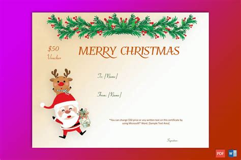 Edit Holiday Certificate Free : Free Christmas Gift Certificate Template Customize Online ...