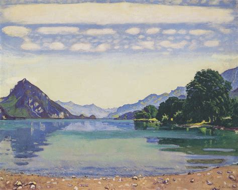 Hodler - Der Thunersee von Lessigen aus - 1904. Category:Landscape paintings by Ferdinand Hodl ...