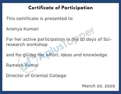 Participation Certificate | Format, Samples, Examples and Importance of ...