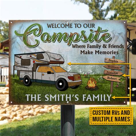 Camping Welcome To Our Campsite Custom Classic Metal Signs - Wander Prints™