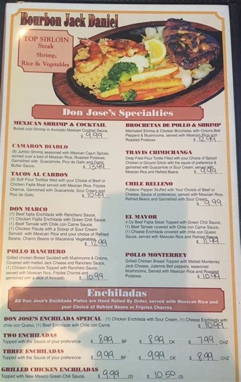 Online Menu of Don Jose's Restaurant, Ennis, TX