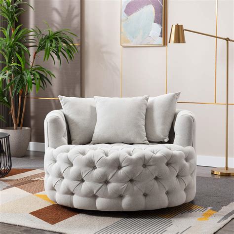 Toyfun Swivel Barrel Chair, Modern Swivel Accent Sofa Barrel Chair with ...