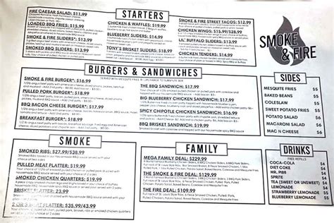 Menu for Smoke & Fire (3315 E Russell Rd Ste A5 Las Vegas , 89120)