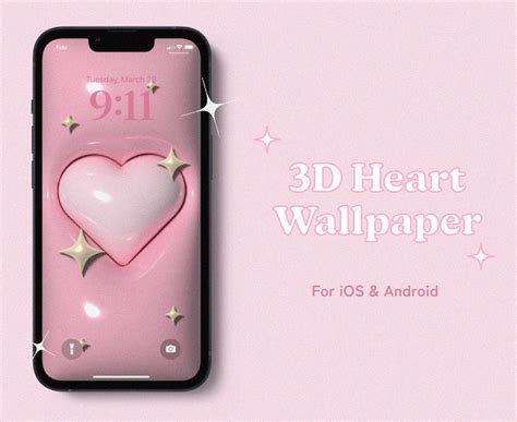 3D Heart Wallpaper for Mobile Pillow Wallpaper Kawaii Wallpaper iPhone Wallpaper Samsung ...