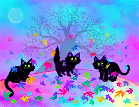 Kittens and Rainbow Leaves Digital Art by Nick Gustafson - Fine Art America