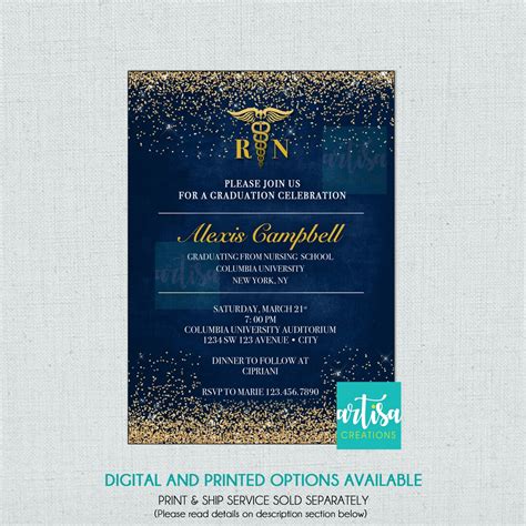 Nursing Graduation Invitation, RN Graduation Invitations, Nursing School Graduation Invitation ...